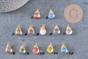 Breloque Goutte verre cuivre doré couleur mixte 18,5mm, breloque goutte verre, x1 (G8034)