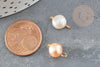 Breloque Perle d'eau douce naturelle rose pêche laiton doré 10-12mm, x1 (G9327)