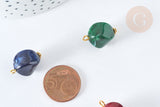 Breloque acrylique imitation pierre fer doré 22~23mm, pendentif bijoux acrylique, x1 (G7495)
