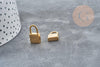 Breloque cadenas acier 304 doré 18k inoxydable 18mm, création bijoux amour, x1 G2612