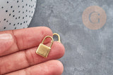 Breloque cadenas acier 304 doré 18k inoxydable 18mm, création bijoux amour, x1 (G2612)