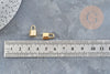 Breloque cadenas acier 304 doré 24K inoxydable 13.5mm,création bijoux amour x2 (G2876)