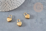 Breloque cadenas coeur acier 304 inoxydable doré 20x15mm ,création bijoux coeur amour x1 G4911