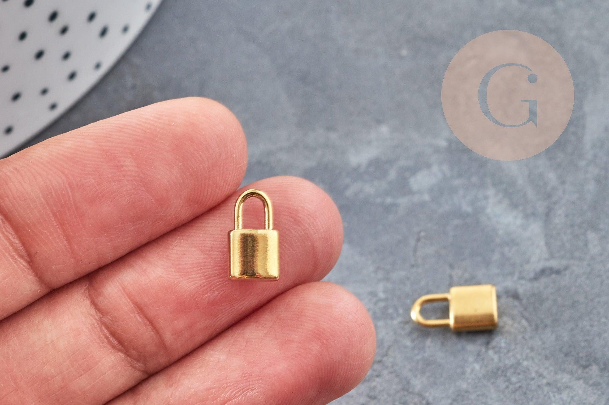 Breloque cadenas en acier 304 inoxydable 11mm,fourniture acier inoxydable pour création bijoux, x2 (G2611)