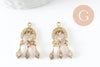 Breloque chandelier laiton doré 18k cristal,sans nickel,création boucles d'oreille zircon,25mm, x1 (G4220)
