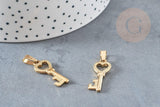 Breloque clef acier 304 inoxydable doré 27mm, cadenas bijoux pour création bijouxacier inoxydable, x1 G3076