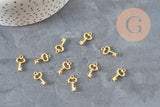 Breloque clef zamac doré15.5mm, x10 (G11227)