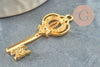 Breloque clef zamac doré 18k,création bijoux,pendentif amour, Pendentif clé,41mm, x1 (G3792)