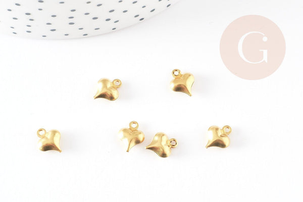 Breloque coeur laiton brut 6mm , pendentif laiton pour création bijoux DIY x50 (7.6gr) G0962