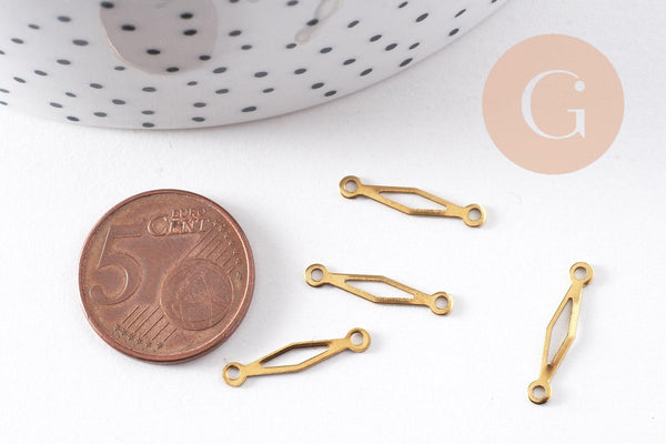 Breloque connecteur losange laiton brut 18mm, x10 (G0038)