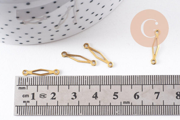 Breloque connecteur losange laiton brut 18mm, x10 (G0038)