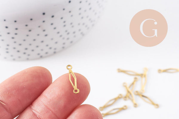 Breloque connecteur losange laiton brut 18mm, x10 (G0038)