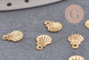 Breloque coquillage acier 304 inoxydable doré 14k 7.5mm, Pendentif coquillage sans nickel, x10 (G6014)