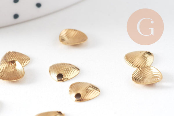 Breloque coquillage laiton brut 10mm, pendentif pendentif bijou laiton brut sans nickel x50 (4.5gr) G0373