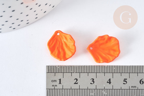 Breloque coquillage orange acrylique effet caoutchouc 20 mm, perles plastique, x5 (G7277)