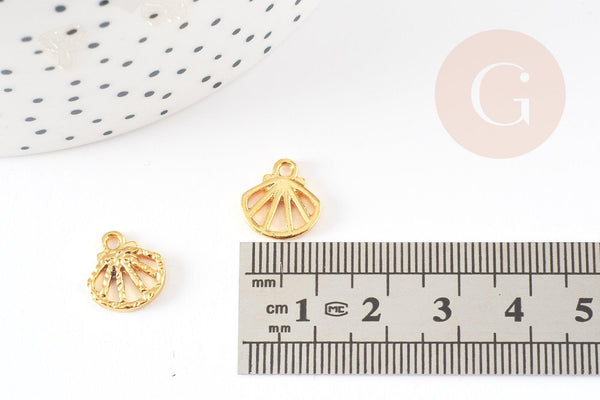 Breloque coquillage zamac doré 12mm, x10 (G4084)