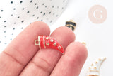 Breloque corne zamac doré émail coloré 19,5mm, pendentif porte bonheur, x1 G8073