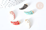 Breloque corne zamac doré émail coloré 19,5mm, pendentif porte bonheur, x1 G8073