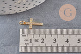 Breloque croix laiton doré 18k criStal,sans nickel,laiton brut,croix bijoux,pendentif religion, 16mm x1 (G0473)