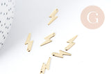 Breloque éclair cuivre doré 16K 14mm, x4 (G8925)