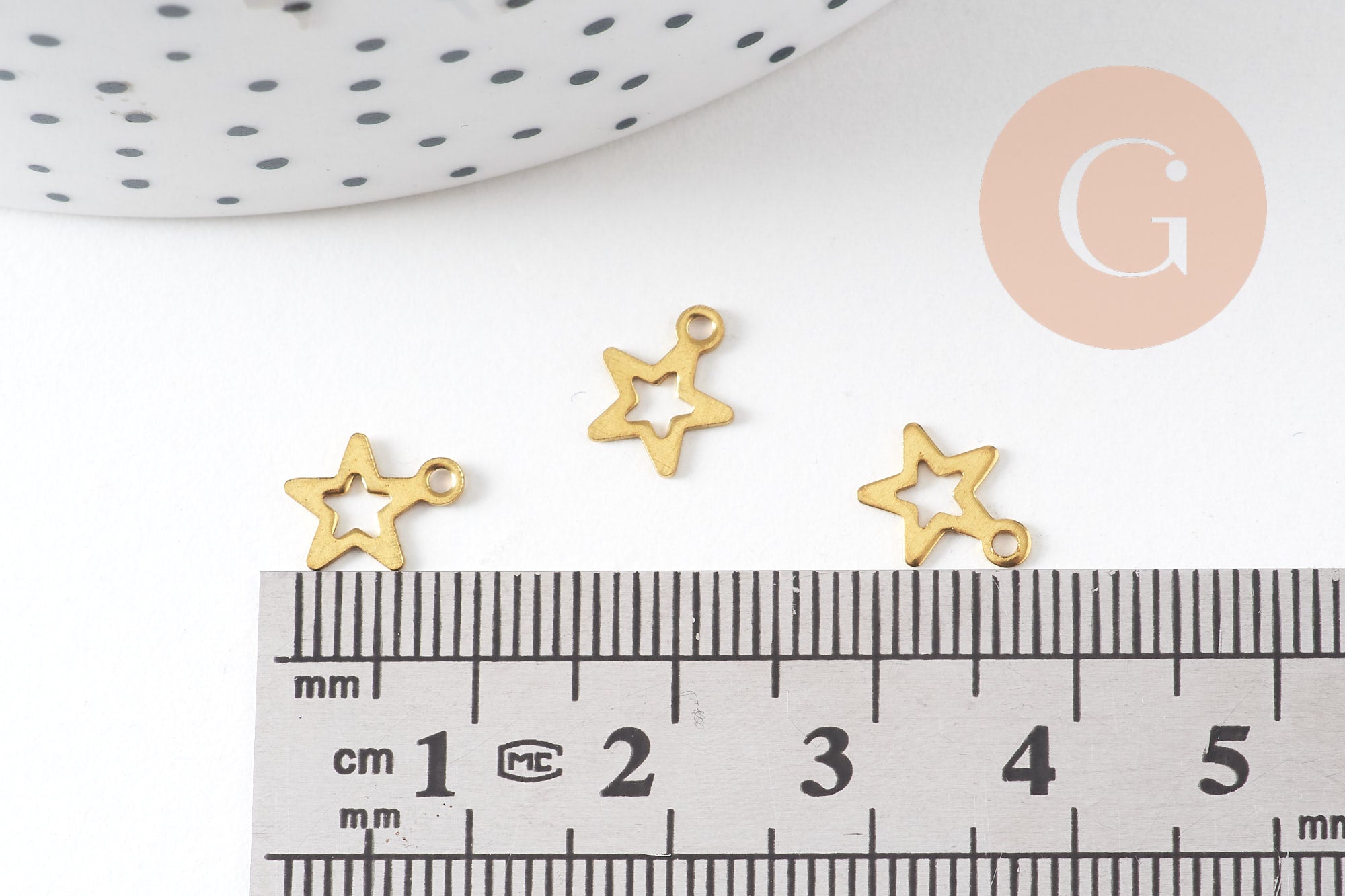 Breloque étoile laiton brut , fournitures créatives, pendentif sans nickel, pendentif geometrique,9mm, X50 G1662