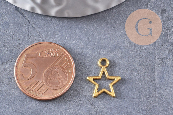 Breloque étoiles évidée zamac doré 14.5mm, x50 (G0496)