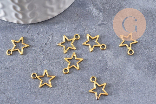 Breloque étoiles évidée zamac doré 14.5mm, x50 (G0496)