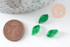 Breloque feuille verre vert 12mm, x20 (G10876)