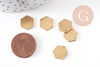 Breloque hexagone laiton brut 11mm, x10 (G10259)