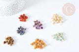 Breloque hexagone pierres naturelles laiton doré 12mm, x1 (G8343)