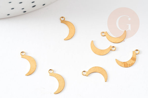 Breloque lune laiton brut 11mm , x10 (G9133)