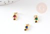Breloque main fatma laiton doré 18k cristal coloré,création bijoux,pendentif religion, Pendentif zircon,13mm, x1 (G3478)
