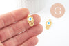 Breloque main fatma oeil laiton doré 18k 20.5mm,pendentif mystique chance pour création bijoux,x1 (G3511)