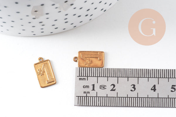 Breloque médaille laiton, fournitures pour bijoux, breloque bijoux, numéro 1, 15mm x5 (G0998)