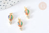 Breloque montgolfière émail multicolore laiton doré et zircon blanc 14mm,création bijoux coloré, x1 G7377