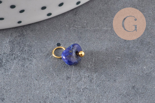 Breloque nuggets pierre naturelle zamac doré 7-11mm, x1 (G8035)