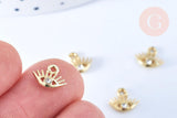 Breloque oeil protecteur zamac doré 18k cristal zircon 10mm, x1 (G5463)