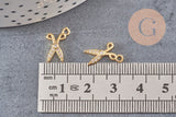 Breloque pendentif ciseaux laiton doré 18k 15.5mm, x1 (G4461)