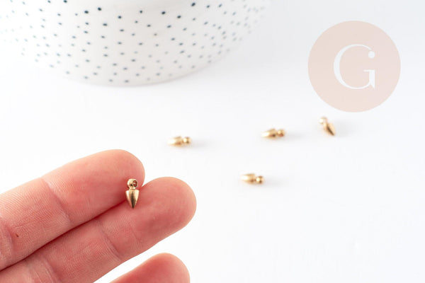 Breloque pointe laiton brut, fournitures créatives, pendentif sans nickel,laiton brut,pendentif laiton brut,9mm, x10 G1345