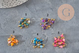 Breloque ronde agate naturelle facetée laiton doré 8.5mm, x1 (G11370)-Breloques et pendentifs-Gingerlily Perles