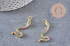 Breloque serpent laiton doré 18k cristal,sans nickel,cadeau anniversaire,pendentif animal, Pendentif zircon,27.5mm, x1 (G2419)