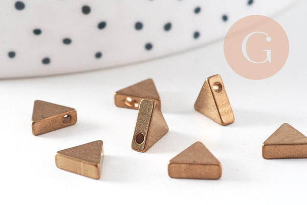Breloque triangle 1 trou laiton brut , pendentif sans nickel, pendentif géométrique,7mm, x10 (G1347)
