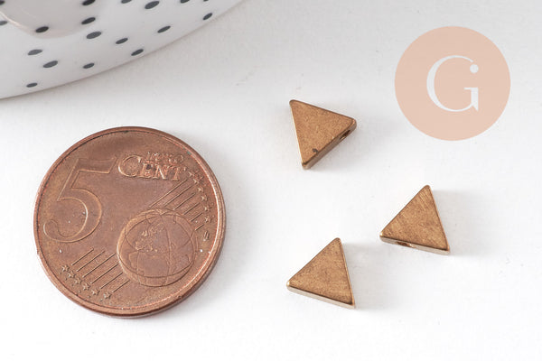 Breloque triangle 1 trou laiton brut , pendentif sans nickel, pendentif géométrique,7mm, x10 (G1347)