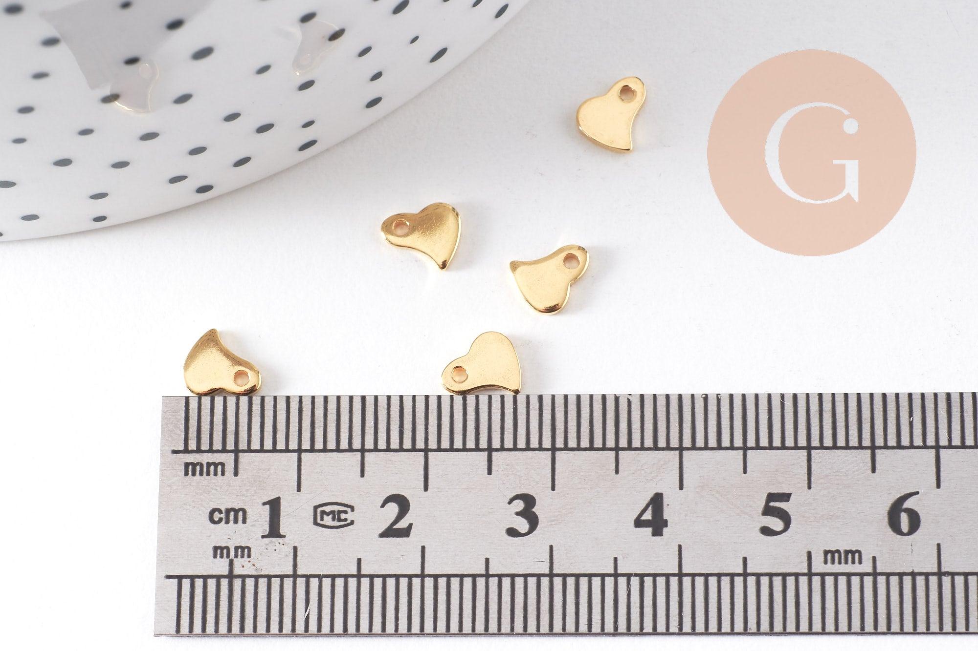 Breloques coeur stylisé acier 201 inoxydable doré 6mm,x10 (G10515)