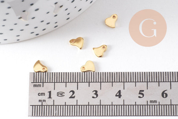 Breloques coeur stylisé acier 201 inoxydable doré 6mm,x10 (G10515)
