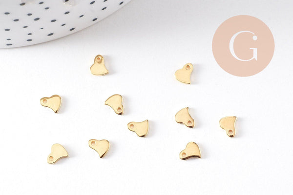 Breloques coeur stylisé acier 201 inoxydable doré 6mm,x10 (G10515)