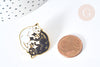 Broche Chat double émail blanc et noir zamac doré 35x23mm, x1 (G8132)