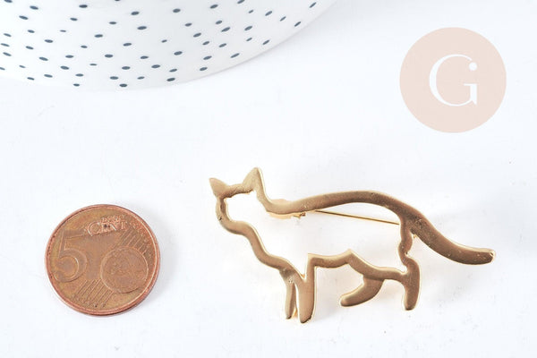 Broche Chat zamac doré 54mm, x1 (G8850)