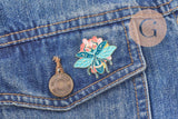 Broche Pin's Insecte émail multicolore zamac doré 34mm, décoration veste, broche insecte, x1 (G9978)