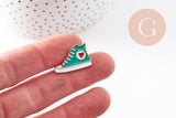 Broche Pin's chaussure Converse doré émail turquoise 22.5mm, x1 (G10943)
